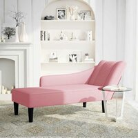 Chaise longue met rechterarmleuning fluweel roze 2