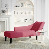 Chaise longue met rechterarmleuning fluweel wijnrood 2