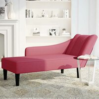 Chaise longue met rechterarmleuning fluweel wijnrood 3