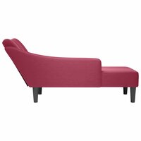Chaise longue met rechterarmleuning fluweel wijnrood 5
