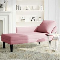 Chaise longue met kussen en rechterarmleuning fluweel roze 3