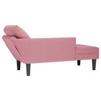 Chaise longue met kussen en rechterarmleuning fluweel roze 6