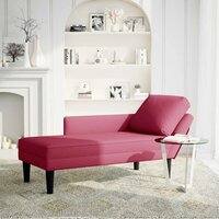 Chaise longue met kussen en rechterarmleuning fluweel wijnrood 2