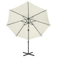 Zweefparasol met paal en LED-verlichting 300 cm zandkleurig 4