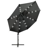 Zweefparasol met paal en LED-verlichting 300 cm antracietkleur 2