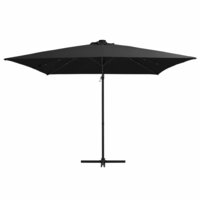 Zweefparasol met LED en stalen paal 250x250 cm zwart 2
