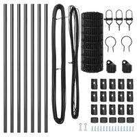 Euro Tuinhek met 7 Posts 0,4 x 10 m van Gegalvaniseerd Staal in het Grijs 4