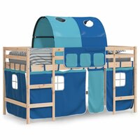 Kinderhoogslaper met tunnel 80x200 cm massief grenenhout blauw 3