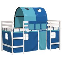 Kinderhoogslaper met tunnel 80x200 cm massief grenenhout blauw 2