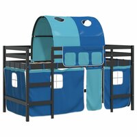 Kinderhoogslaper met tunnel 90x200 cm massief grenenhout blauw 2