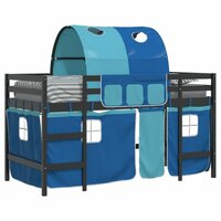 Kinderhoogslaper met tunnel 90x200 cm massief grenenhout blauw 4