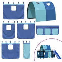Kinderhoogslaper met tunnel 80x200 cm massief grenenhout blauw 8