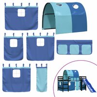 Kinderhoogslaper met tunnel 90x190 cm massief grenenhout blauw 8