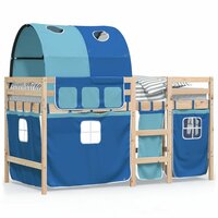 Kinderhoogslaper met tunnel 80x200 cm massief grenenhout blauw 2