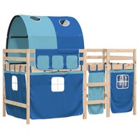 Kinderhoogslaper met tunnel 80x200 cm massief grenenhout blauw 3