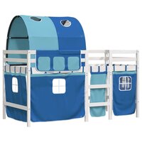 Kinderhoogslaper met tunnel 80x200 cm massief grenenhout blauw 3
