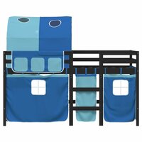 Kinderhoogslaper met tunnel 90x190 cm massief grenenhout blauw 4