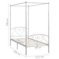 Hemelbedframe metaal wit 90x200 cm  5