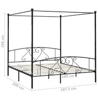 Hemelbedframe metaal zwart 180x200 cm  5