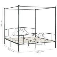 Hemelbedframe metaal grijs 180x200 cm  5