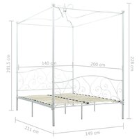 Hemelbedframe metaal wit 140x200 cm 5