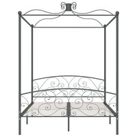 Hemelbedframe metaal grijs 160x200 cm 3