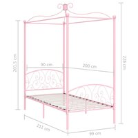 Hemelbedframe metaal roze 90x200 cm 6