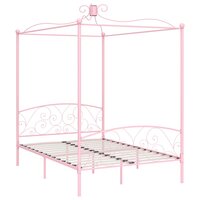 Hemelbedframe metaal roze 140x200 cm 2