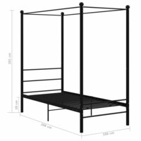 Hemelbedframe metaal zwart 100x200 cm 6