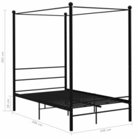 Hemelbedframe metaal zwart 140x200 cm  6