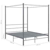 Hemelbedframe metaal grijs 160x200 cm  6