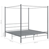 Hemelbedframe metaal grijs 180x200 cm  6