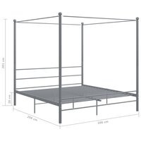Hemelbedframe metaal grijs 200x200 cm  6