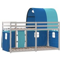 Stapelbed met gordijnen 80x200 cm massief grenenhout blauw 7