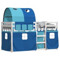 Stapelbed met gordijnen 75x190 cm massief grenenhout blauw 4