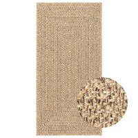 Vloerkleed ZIZUR beige binnen en buiten 60x110 cm jute look 2