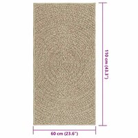 Vloerkleed ZIZUR beige binnen en buiten 60x110 cm jute look 9