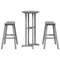 3-delige Tuinbarset HDPE lichtgrijs 7