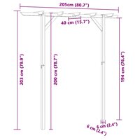 Pergola 205x40x203 cm hout 6