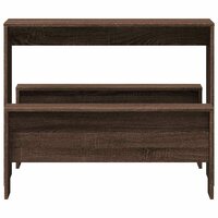 3-delige Eettafel en bankenset bewerkt hout bruin eikenkleur 4