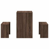 3-delige Eettafel en bankenset bewerkt hout bruin eikenkleur 5