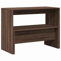 3-delige Eettafel en bankenset bewerkt hout bruin eikenkleur 7