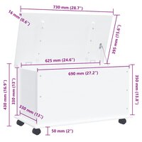 Opbergkist met wielen ALTA 73x39,5x43 cm massief grenenhout wit 9