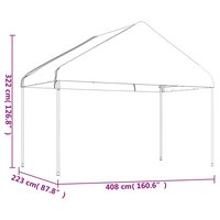  Prieel met dak 4,08x2,23x3,22 m polyetheen wit 4