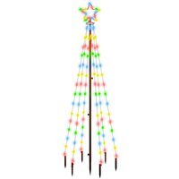 Kerstboom met grondpin 108 LED&amp;apos;s meerkleurig 180 cm 2