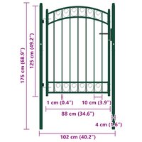 Poort met gebogen bovenkant 100x125 cm staal groen 5