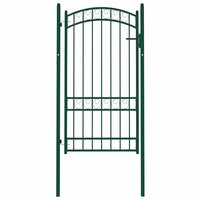 Poort met gebogen bovenkant 100x175 cm staal groen 2