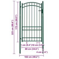 Poort met gebogen bovenkant 100x175 cm staal groen 5