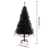 Kunstkerstboom met standaard 150 cm PVC zwart 7