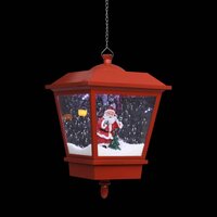 Kersthanglamp met LED-lamp en kerstman 27x27x45 cm rood 6